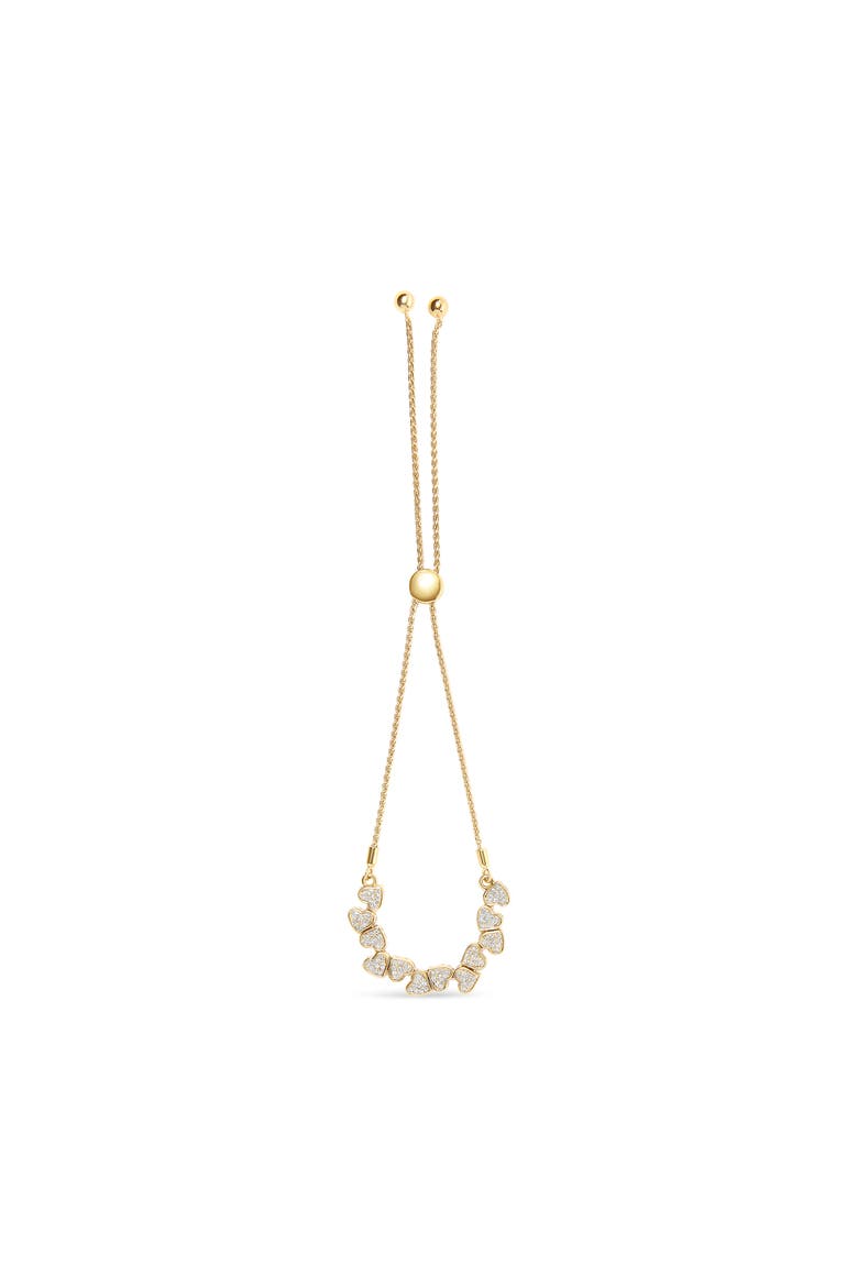Yellow Gold Plated Silver 1/2 Cttw Diamond Sideways Hearts Bolo Bracelet, Alternate, color, Yellow