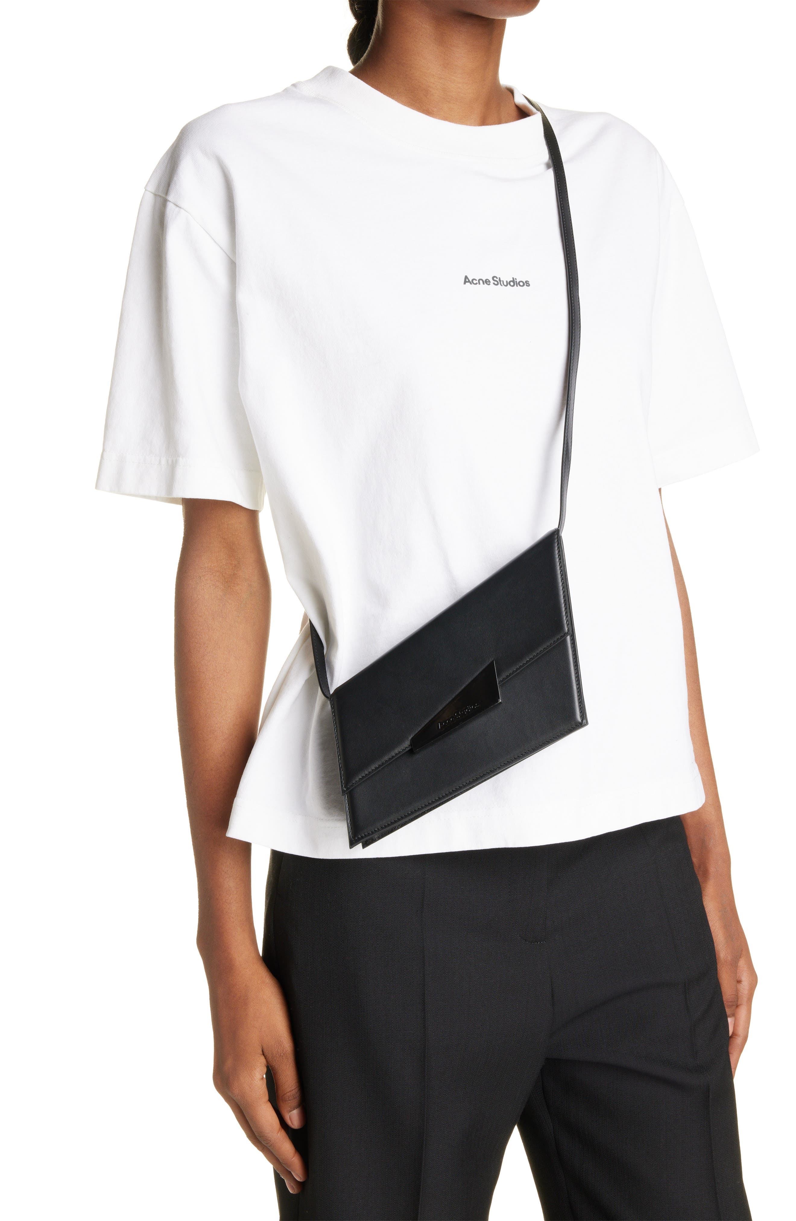 Acne Studios Micro Distortion Leather Shoulder Bag, Alternate, color, 