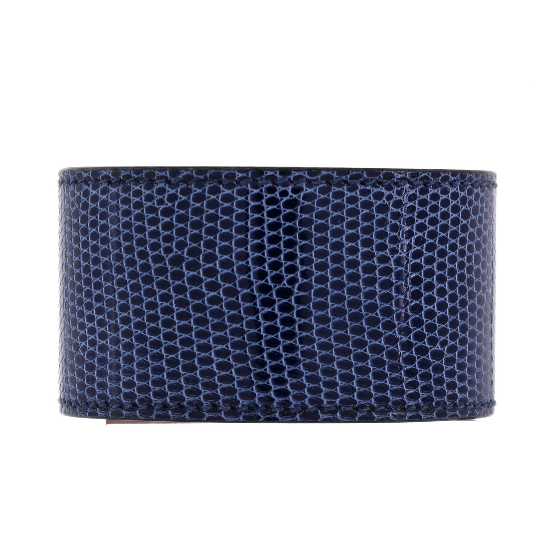 Pre-Owned Hermes Kelly Dog Bracelet Lizard, Alternate, color, Blue