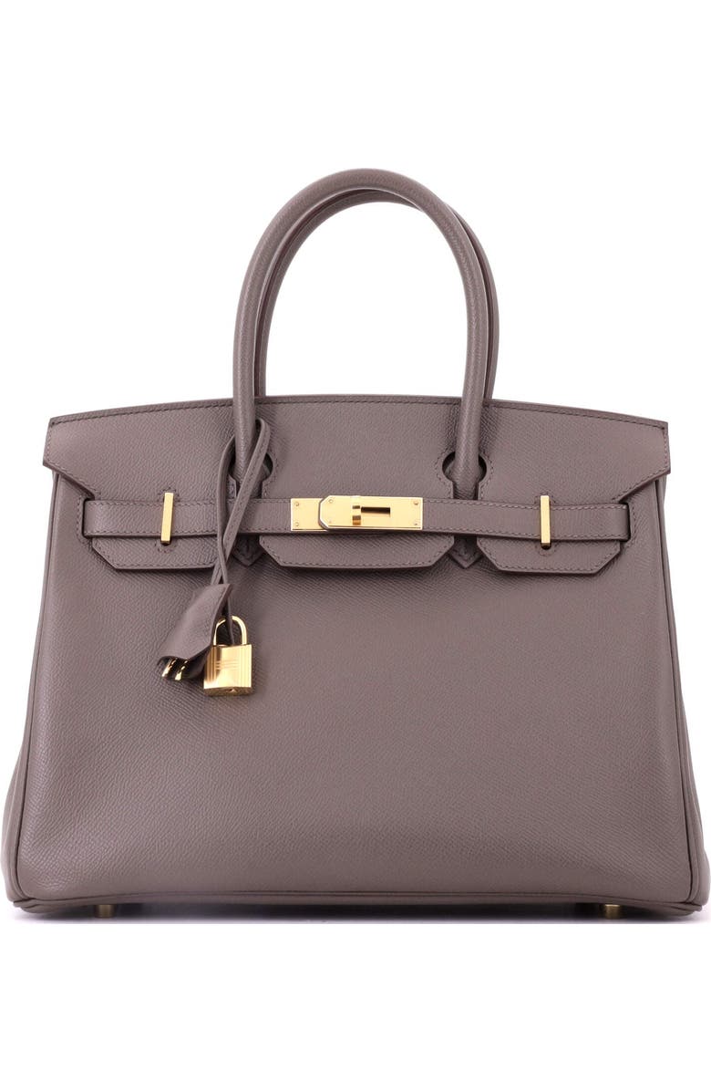 Pre-Owned Hermes Birkin Handbag Grey Epsom with Gold Hardware 30, Main, color, Etain