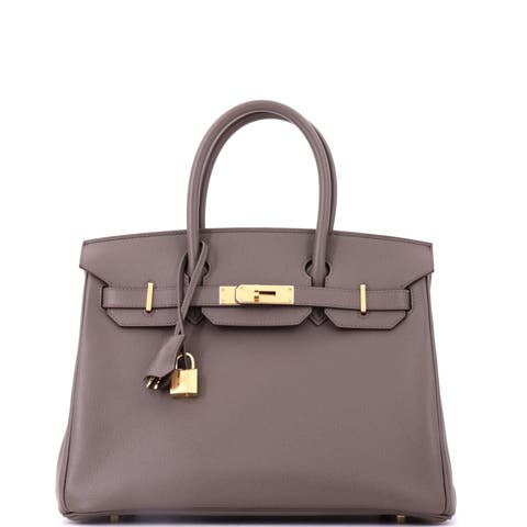 Birkin Handbag Grey Epsom with Gold Hardware 30