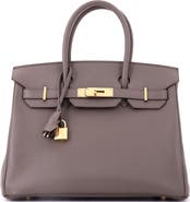 Pre-Owned Hermes Birkin Handbag Grey Epsom with Gold Hardware 30