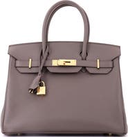 Pre-Owned Hermes Birkin Handbag Grey Epsom with Gold Hardware 30