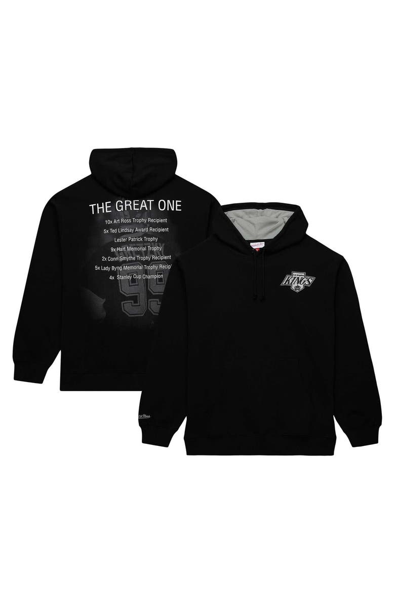 Mitchell & Ness Men's Mitchell & Ness Wayne Gretzky Black Los Angeles Kings Premium Name & Number Fleece Pullover Sweatshirt, Alternate, color, Black