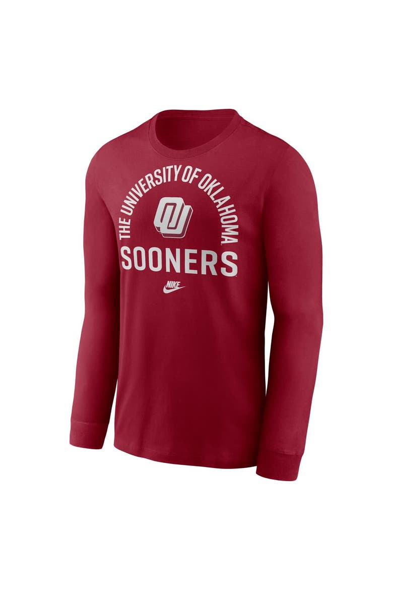 Men's Nike Crimson Oklahoma Sooners Legacy Arched Logo Long Sleeve T-Shirt, Alternate, color, Crimson