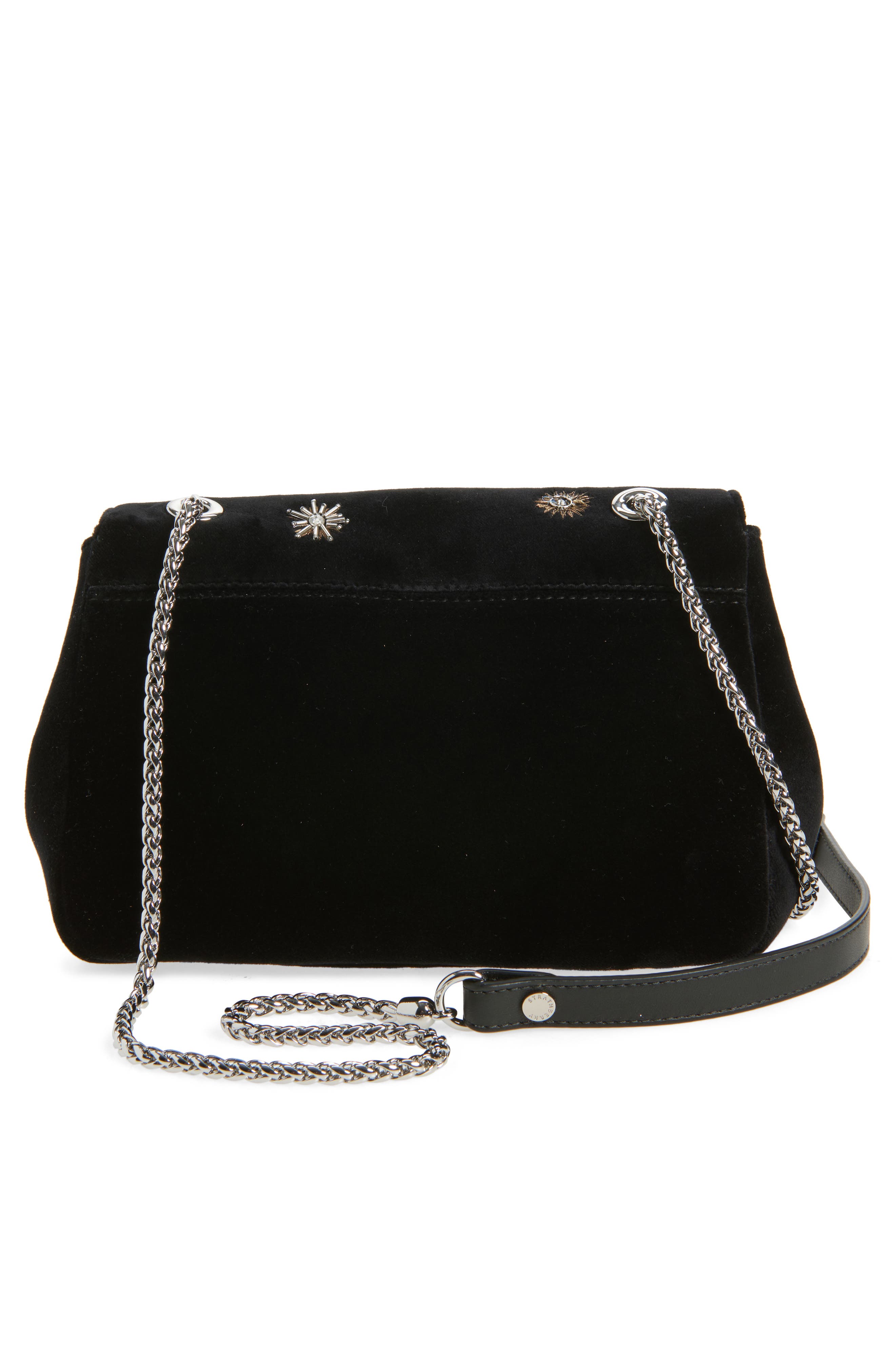 Strathberry x Cinq à Sept Mini East/West Embroidered Velveteen Shoulder Bag, Alternate, color, Black