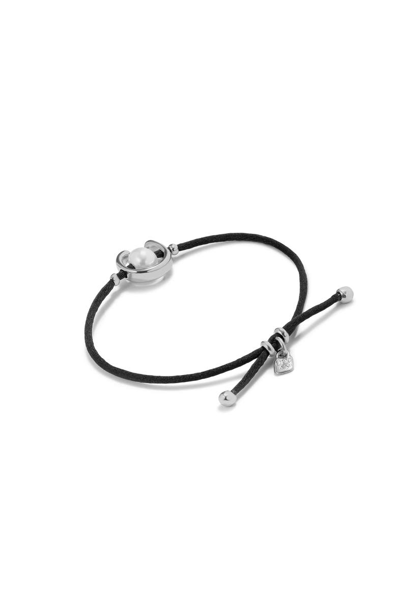 Black Cord Pearl Bracelet, Alternate, color, Silver