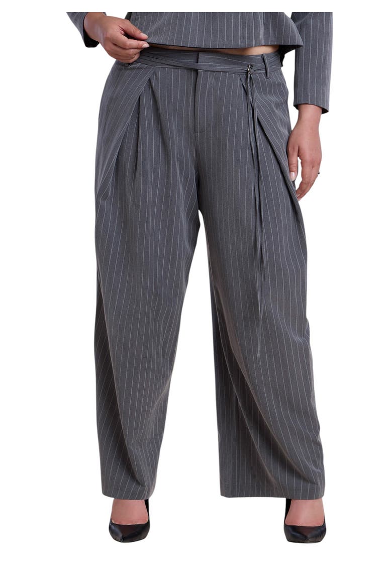 Pleated Wide Leg Trouser With Long Belt, Main, color, DARK HEATHER GREY