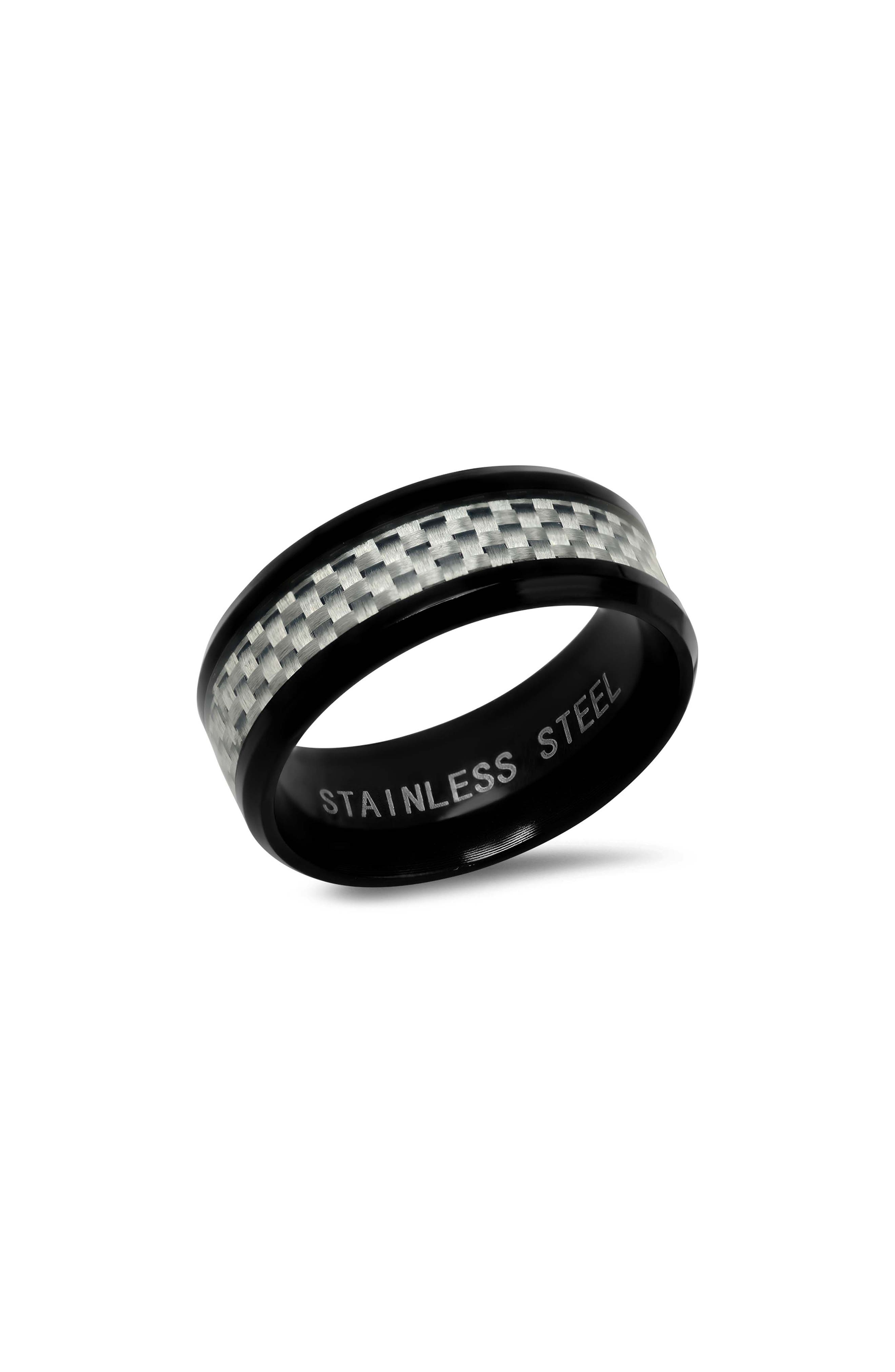 Men's Black Ion-Plated Stainless Steel Ring
