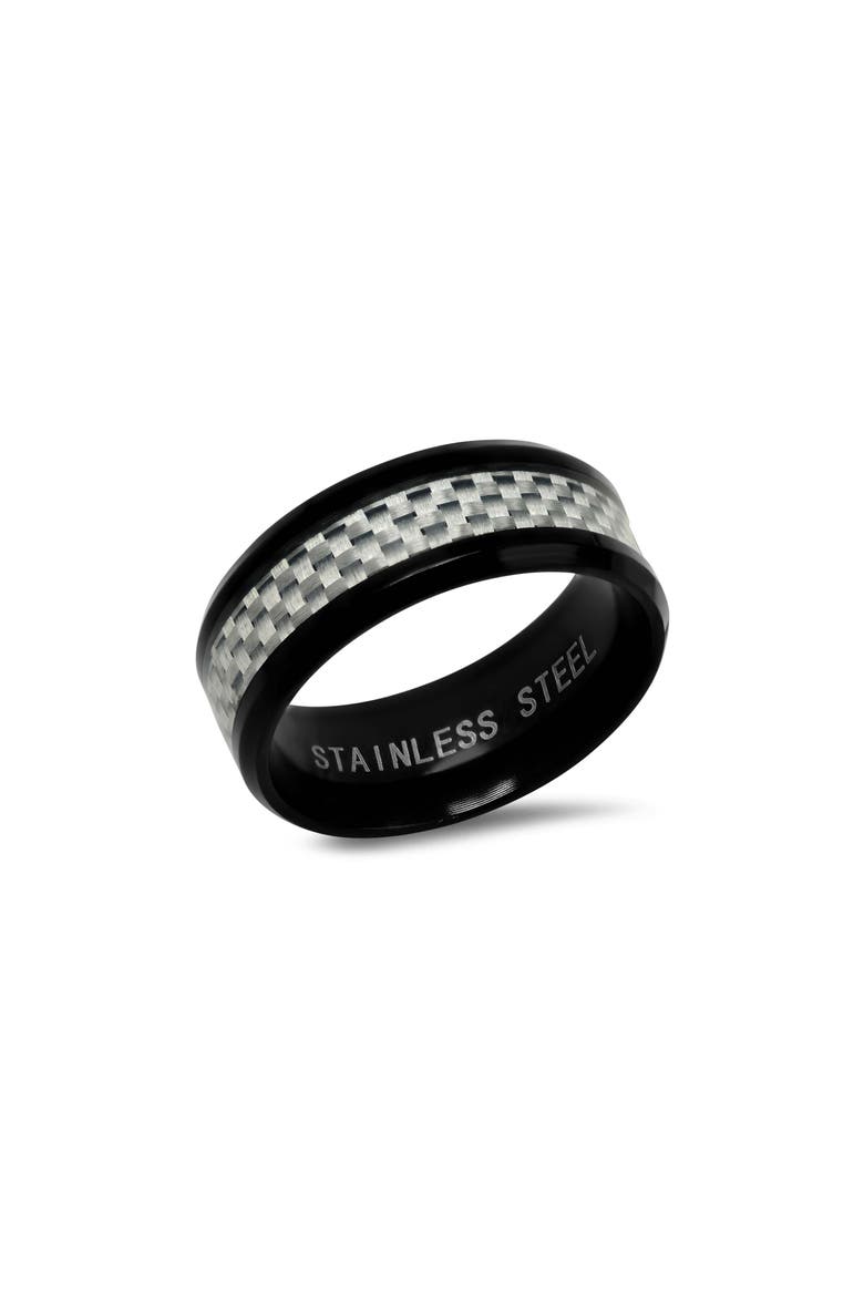 Men's Black Ion-Plated Stainless Steel Ring, Main, color, BLACK
