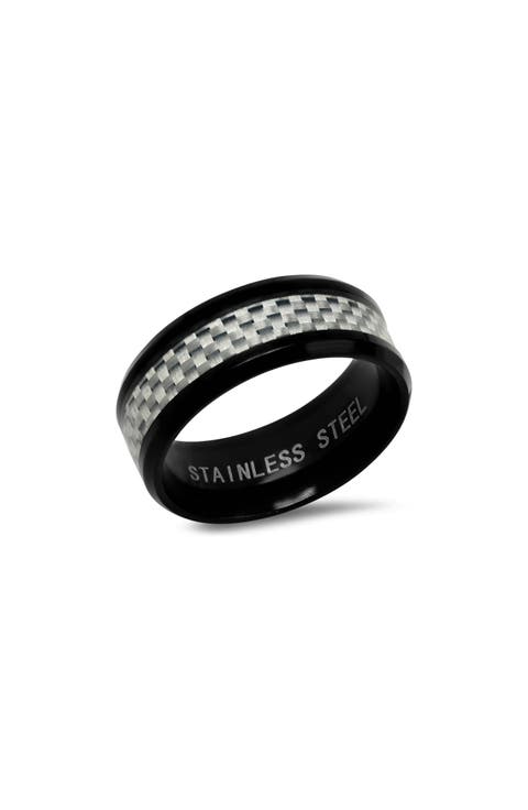 Men's Black Ion-Plated Stainless Steel Ring