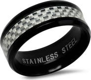 STEELTIME Men's Black Ion-Plated Stainless Steel Ring