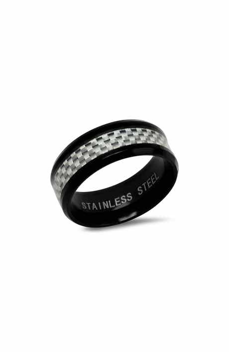 Men's Black Ion-Plated Stainless Steel Ring