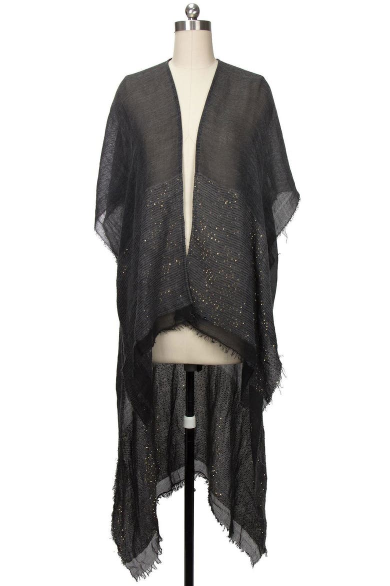 Embellished Asymmetrical Hem Duster, Main, color, CHARCOAL