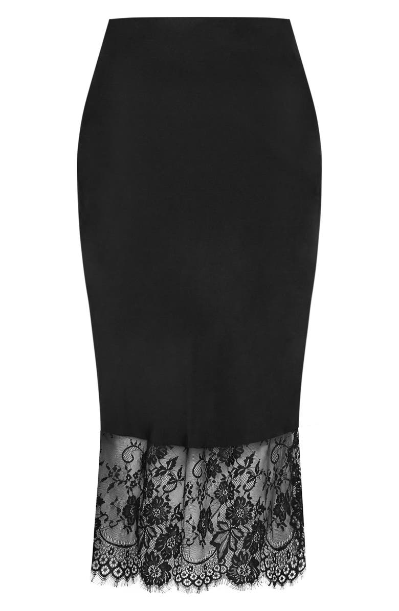 City Chic Fay Lace Hem Maxi Skirt, Alternate, color, Black