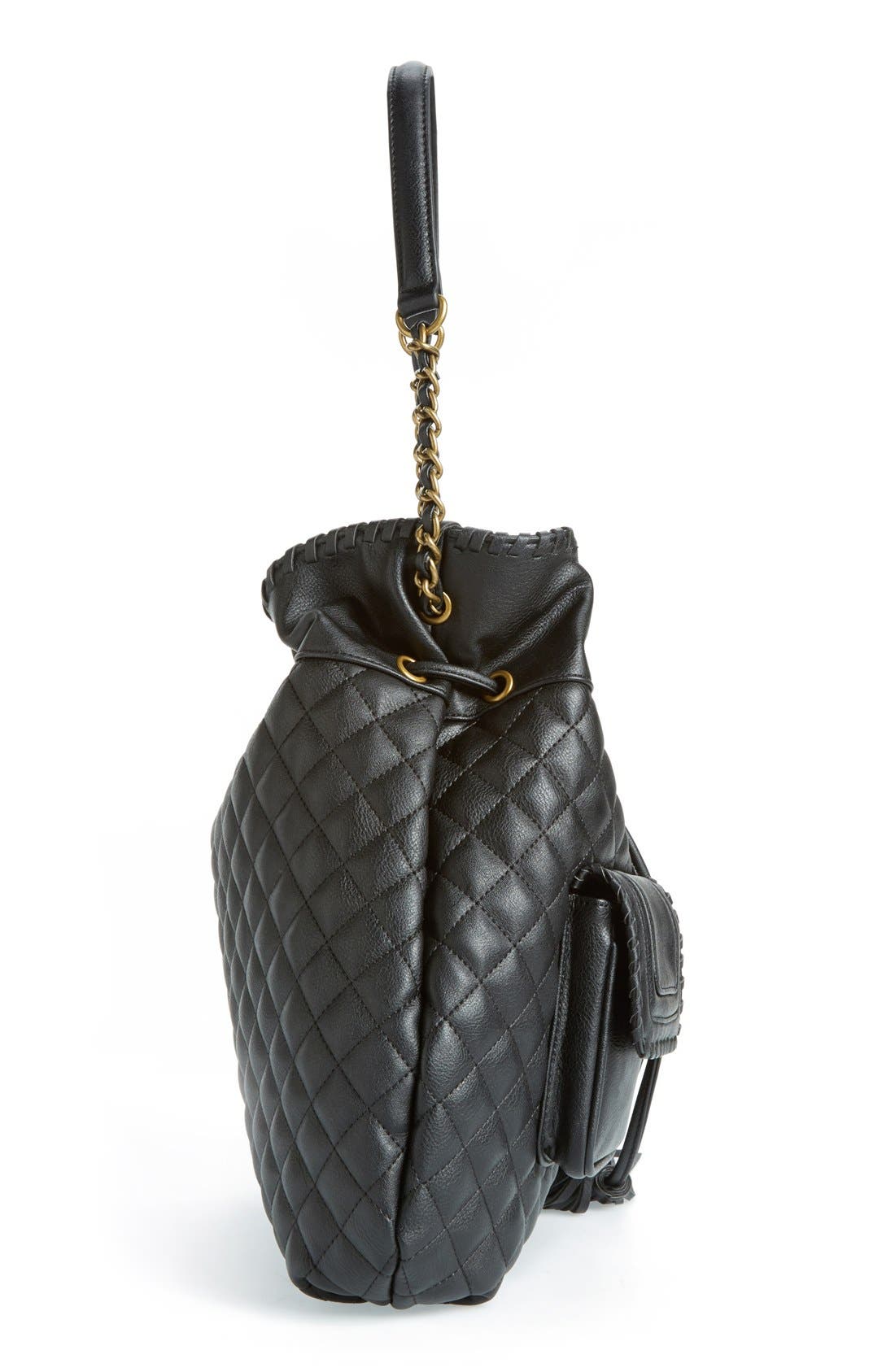 Quilted Bucket Shoulder Bag, Alternate, color, BLACK