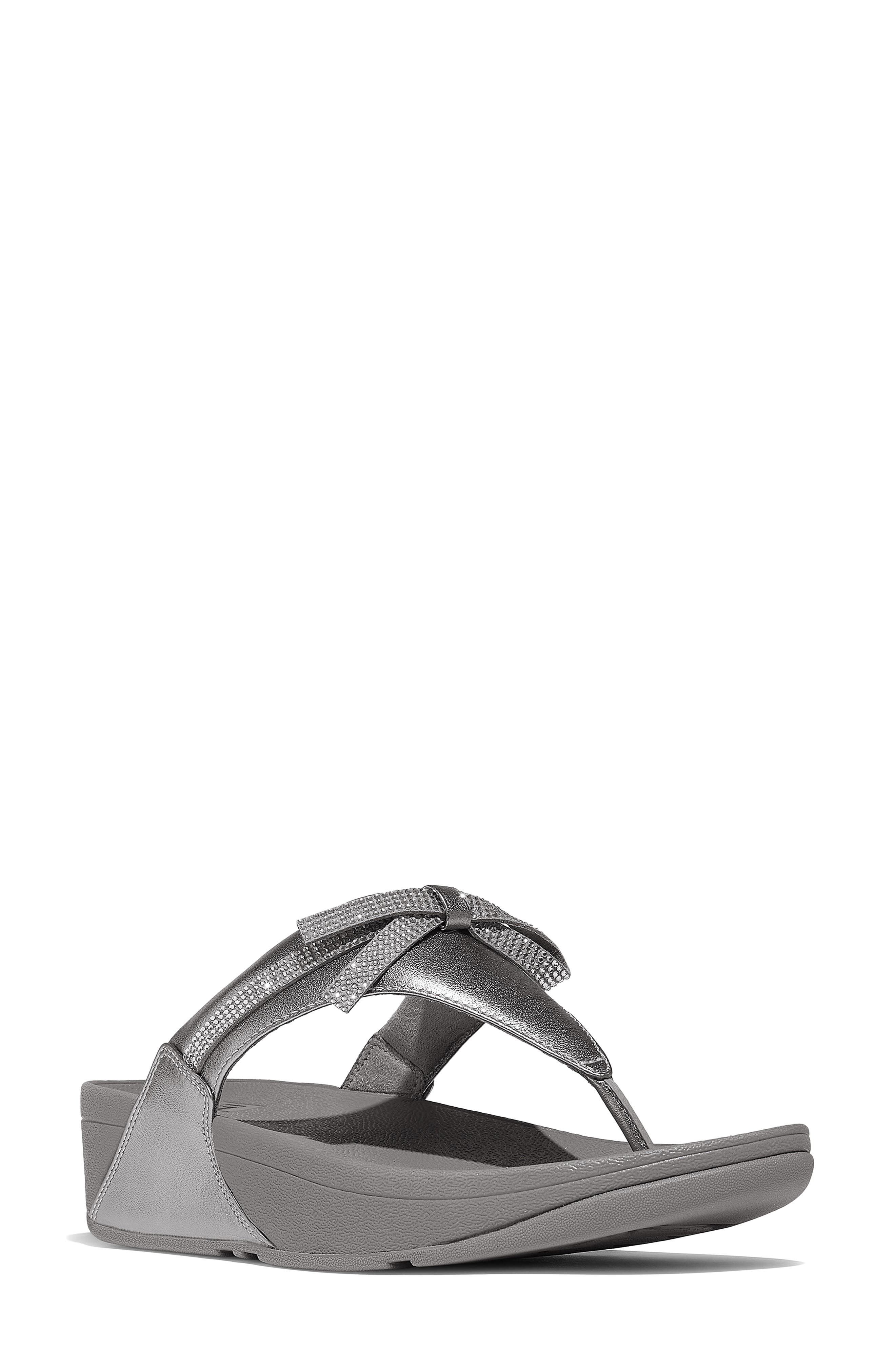 Lulu Glitz Bow Post Toe Wedge Sandal