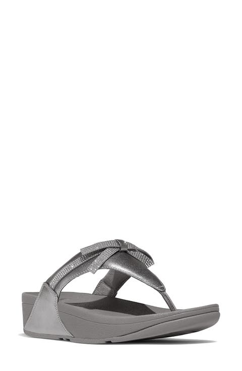 Lulu Glitz Bow Post Toe Wedge Sandal