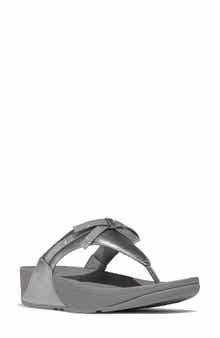Lulu Glitz Bow Post Toe Wedge Sandal