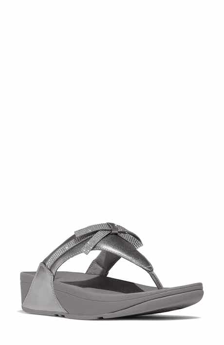 Lulu Glitz Bow Post Toe Wedge Sandal