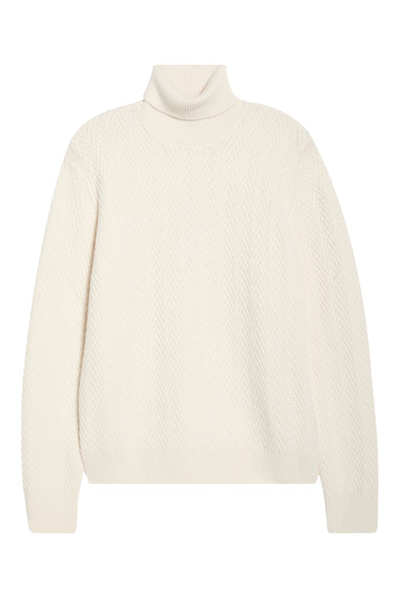 Hatilo Chevron Stitch Turtleneck Virgin Wool Sweater, Alternate, color, OPEN WHITE