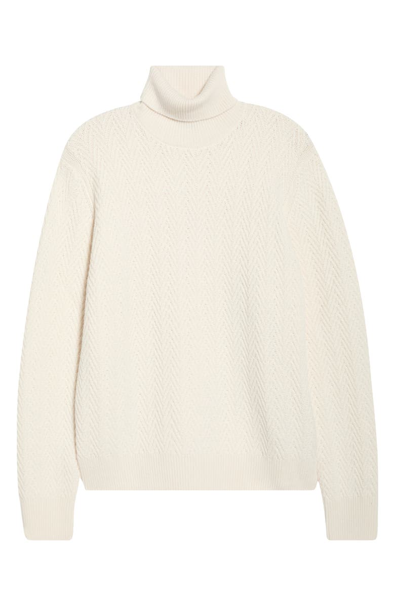 BOSS Hatilo Chevron Stitch Turtleneck Virgin Wool Sweater, Main, color, Open White