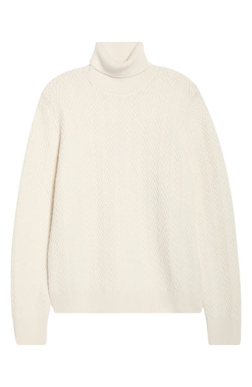 Hugo Boss Boss Hatilo Chevron Stitch Turtleneck Virgin Wool Sweater In Neutral
