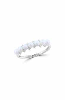 Sterling Silver Freshwater Pearl & Diamond Ring