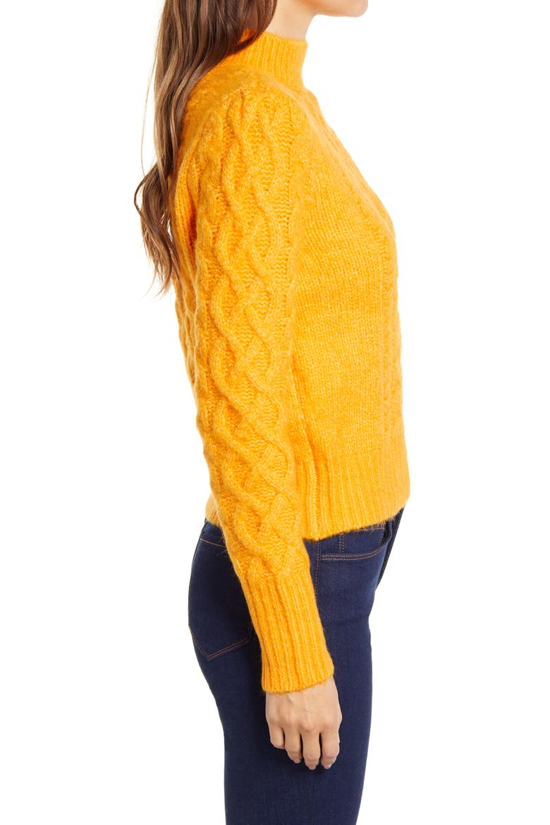 x Atlantic-Pacific Cable Knit Sweater, Alternate, color, ORANGE BRIGHT