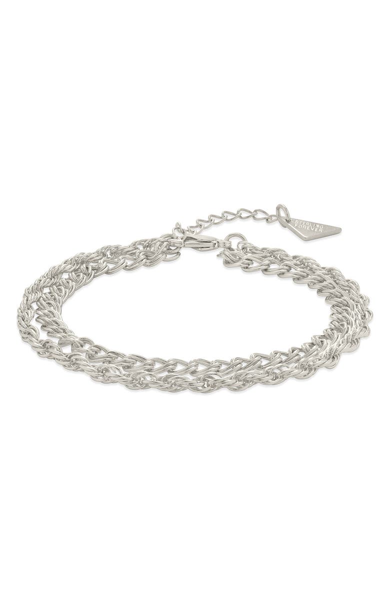 Sterling Forever Hallie Layered Chain Bracelet, Alternate, color, Silver