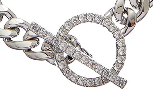 Juvell Cubic Zirconia Toggle Curb Chain Necklace In Silver
