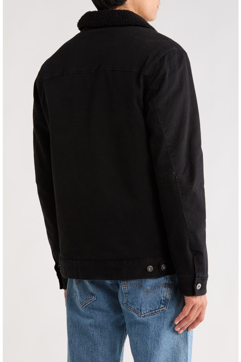 Fleece Lined Cotton Twill Ledger Jacket, Alternate, color, BLACK