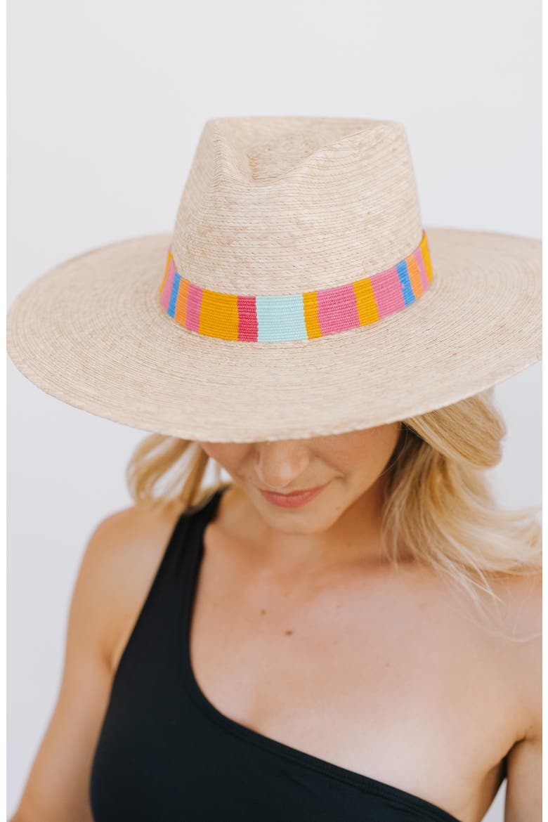 Marta Palm Straw Sun Hat, Alternate, color, PINK MULTI