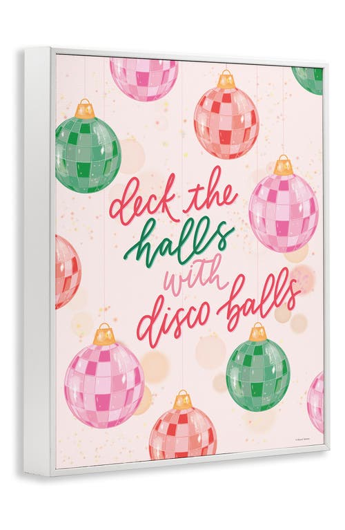 Stupell Industries Deck The Halls Framed Canvas Wall Art In Pink