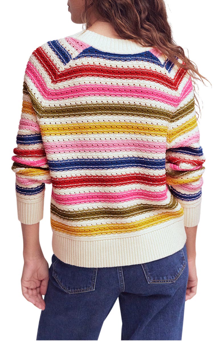 Boden Maeve Stripe Pointelle Detail Cotton Sweater, Alternate, color, Multi Stripe