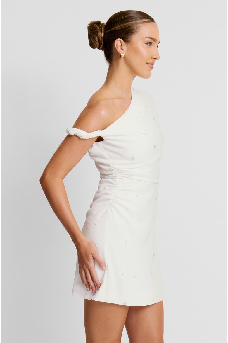 Asymmetric Bardot Mini Dress, Alternate, color, White
