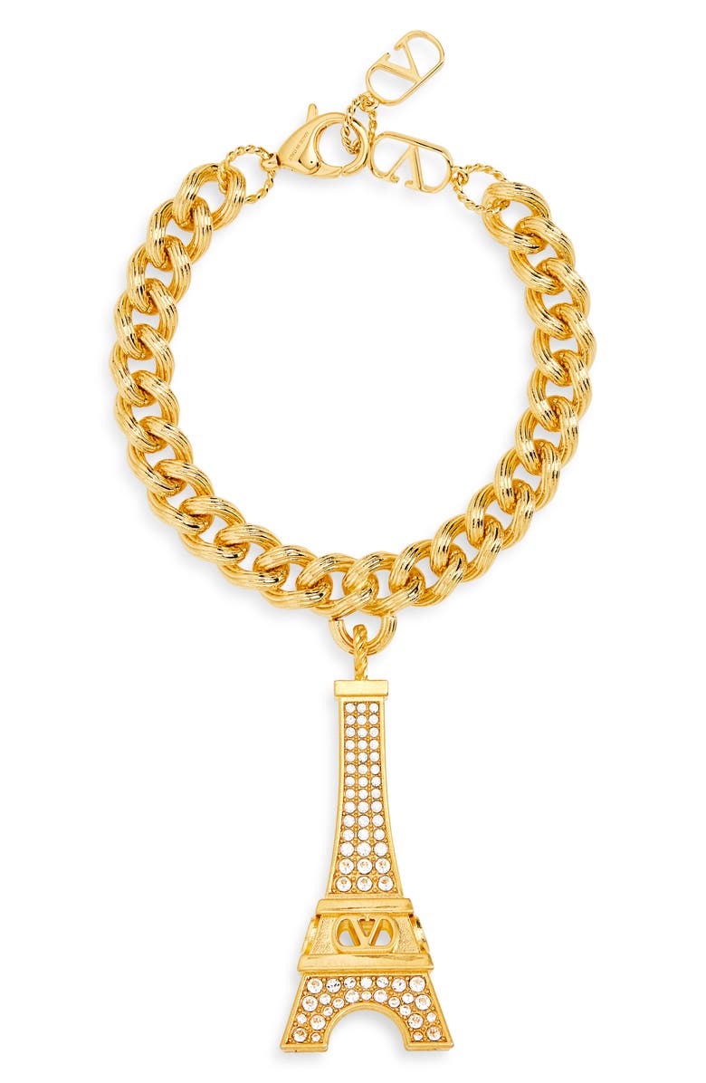 Valentino Garavani Chez Valentino Bracelet, Main, color, Oro/ Antique Brass/ Crystal