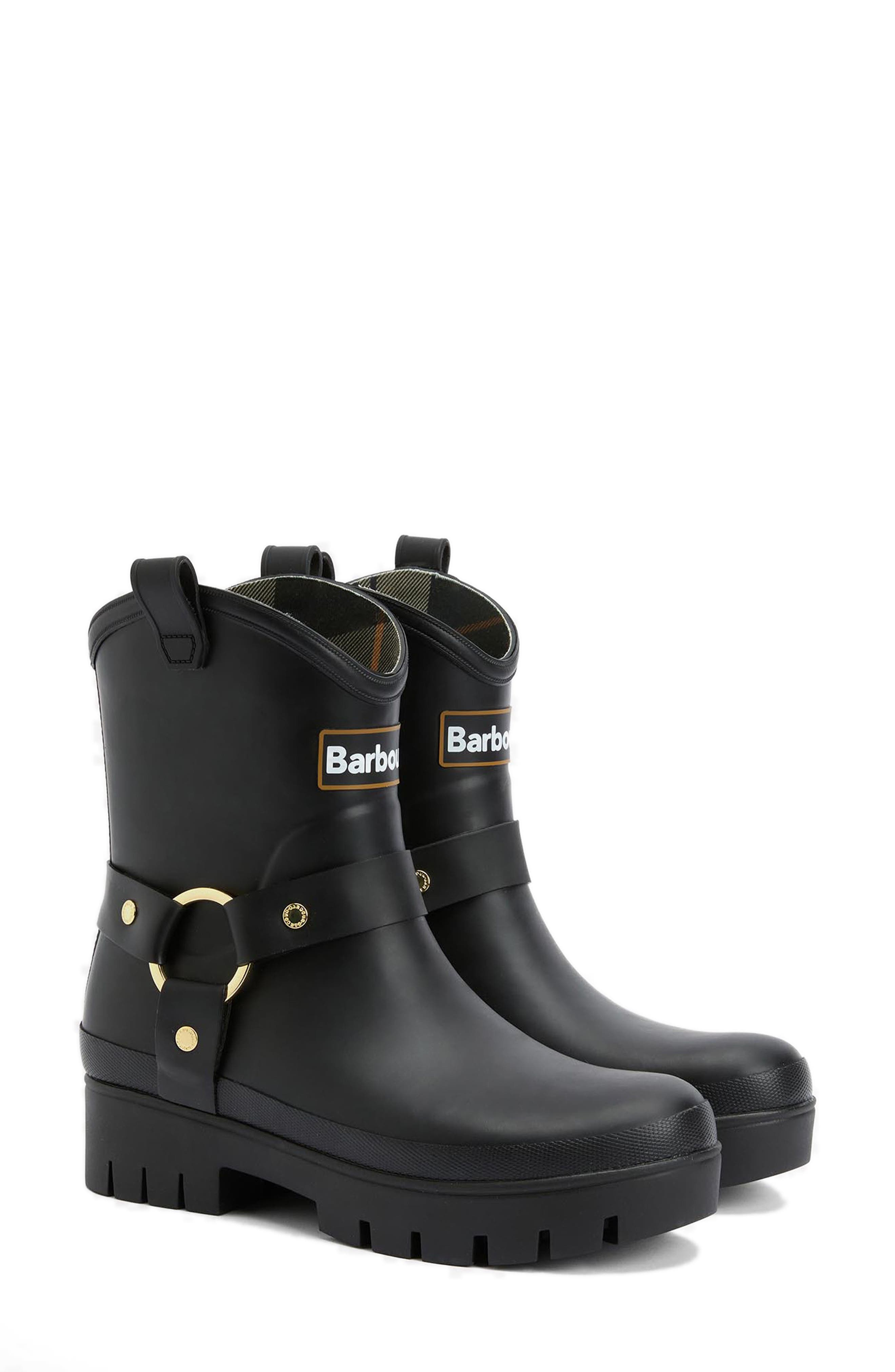 Barbour Elley Harness Rain Boot, Main, color, Black