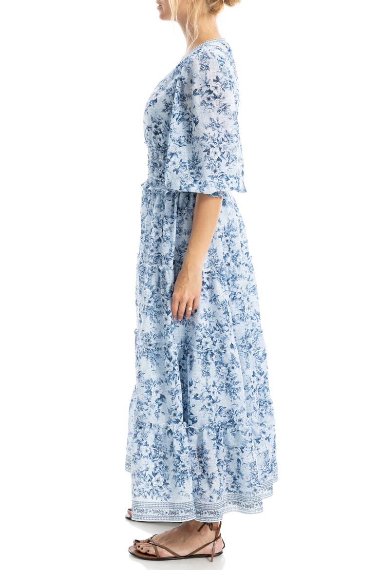 Surplice Neck Smocked Waist Maxi Dress, Alternate, color, BLUE/ CHAMBRAY