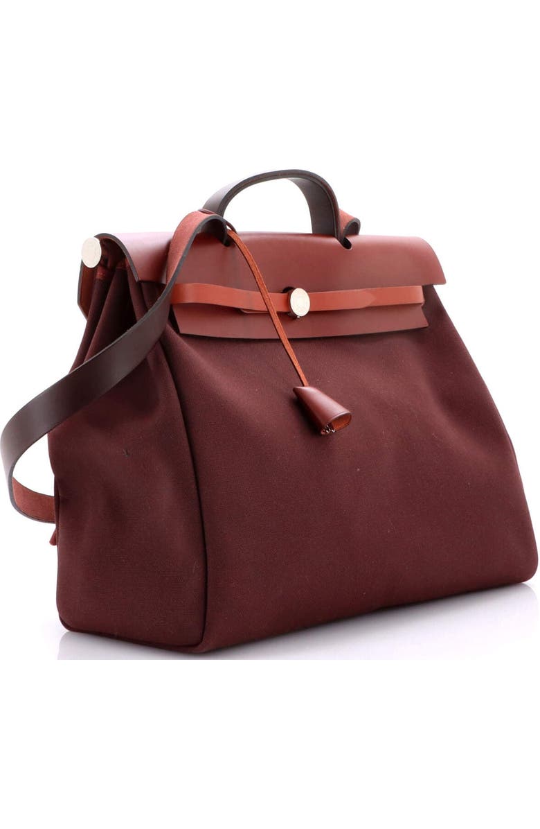 Pre-Owned Hermes Herbag Zip Leather and Toile 39, Alternate, color, Bordeaux