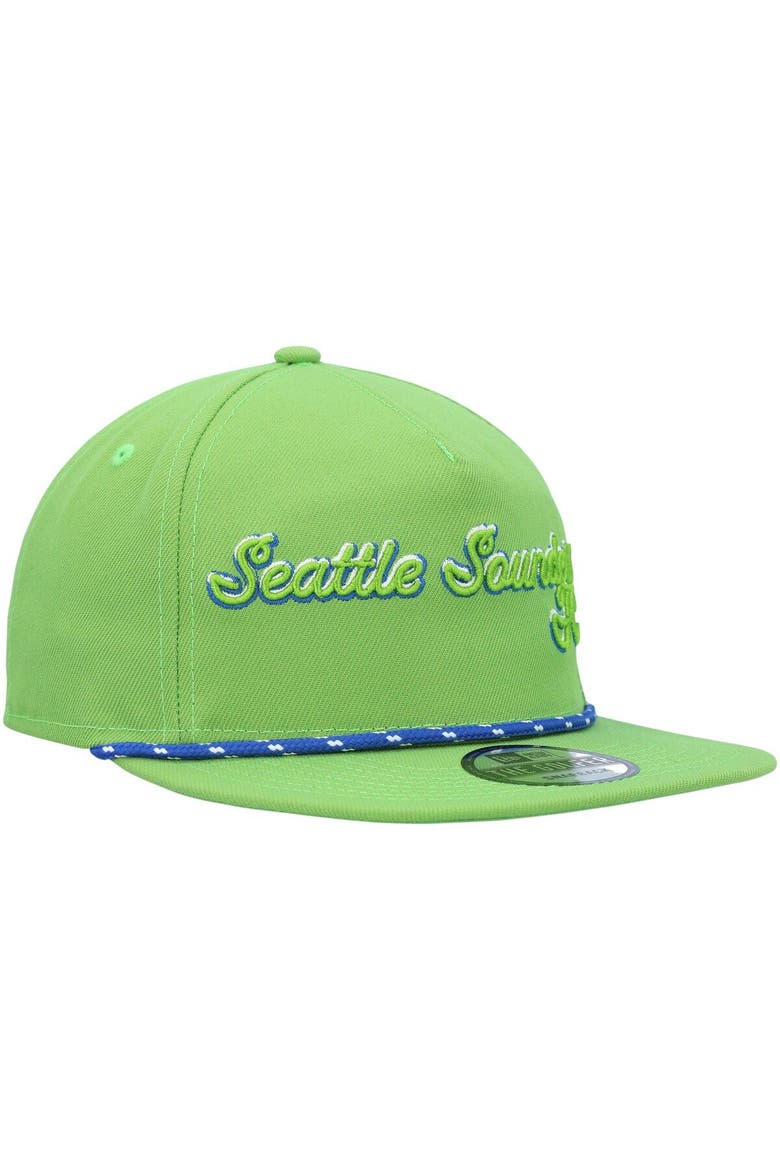Men's New Era Rave Green Seattle Sounders FC Script Golfer Adjustable Hat, Alternate, color, Green