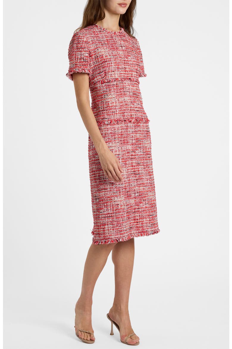 Giulia Short Sleeve Sheath Dress in Modern Tweed, Alternate, color, Chili Pepper