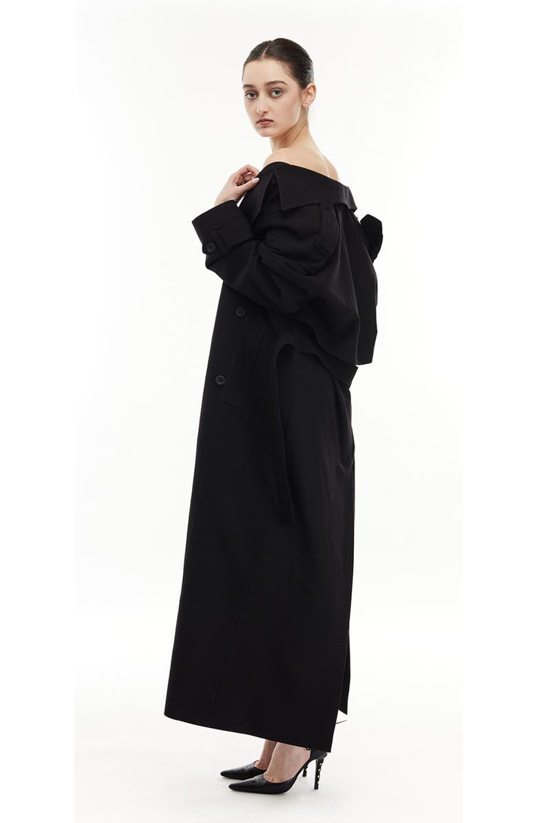Mother of All Brooklyn Long Trench Coat, Alternate, color, Black