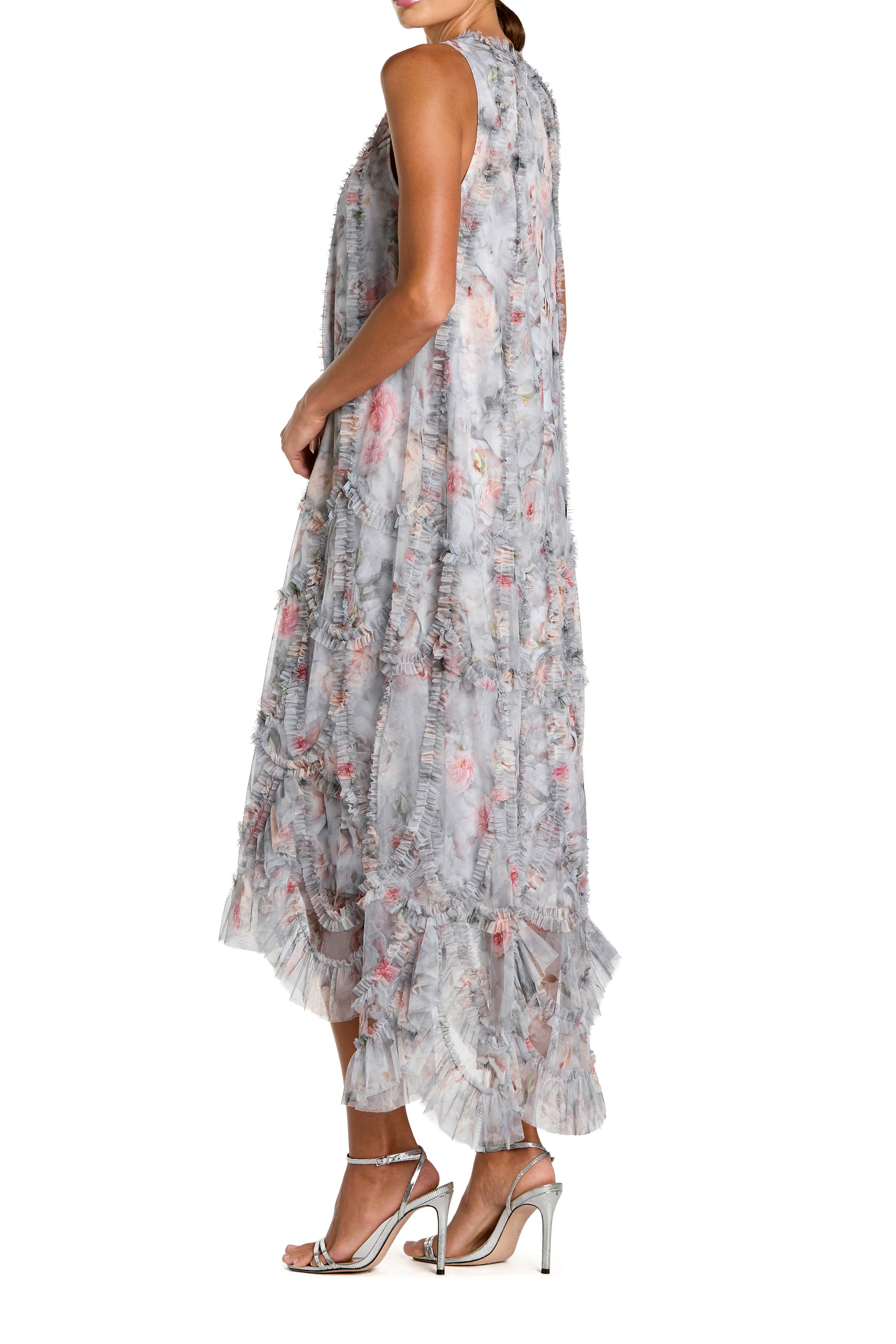 Floral Ruffle High Neck Midi Dress - image 2