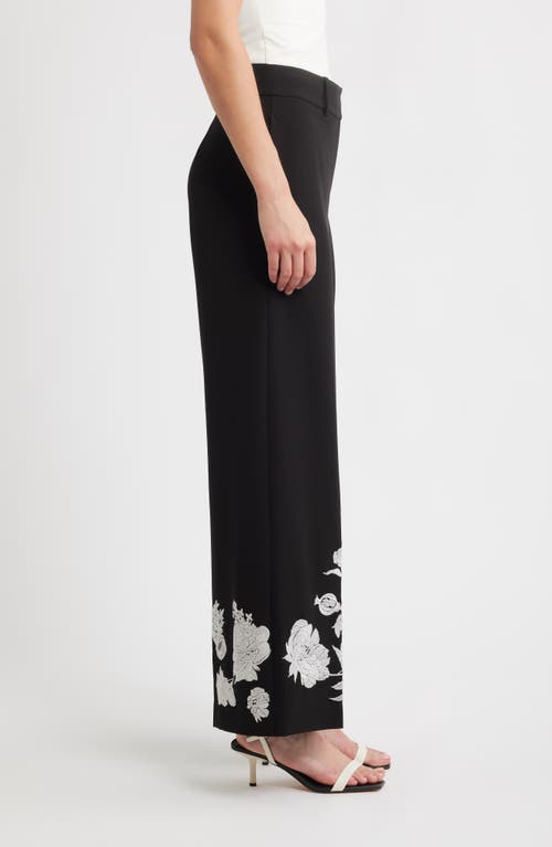 Elie Tahari The Isla Embroidered Wide-leg Pants In Black