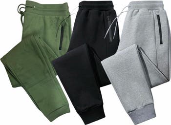 BenBen Mens 3 Pack Ultra Soft Fleece Zipper Pocket Jogger