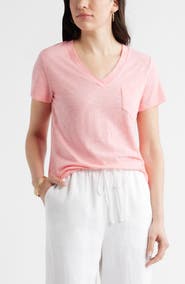 Caslon® Cotton & Modal V-Neck T-Shirt