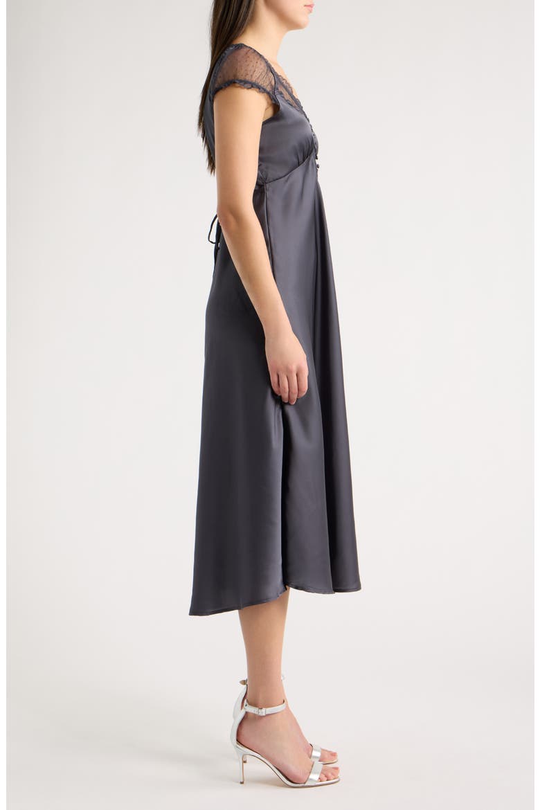 Satin & Lace Maxi Dress, Alternate, color, INDIA INK