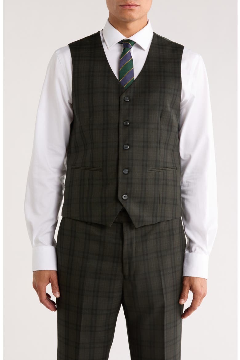 Glen Plaid Mélange 3-Piece Suit, Alternate, color, GREEN