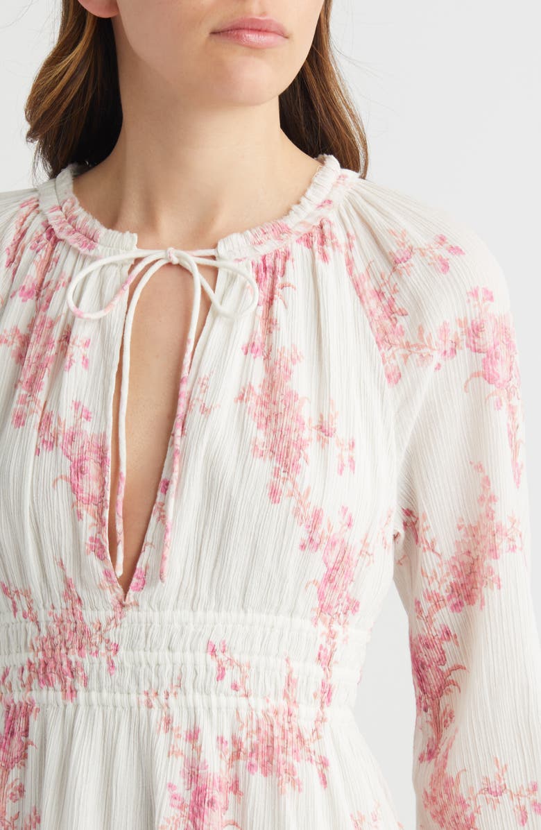 LoveShackFancy Mellini Floral Long Sleeve Minidress, Alternate, color, 